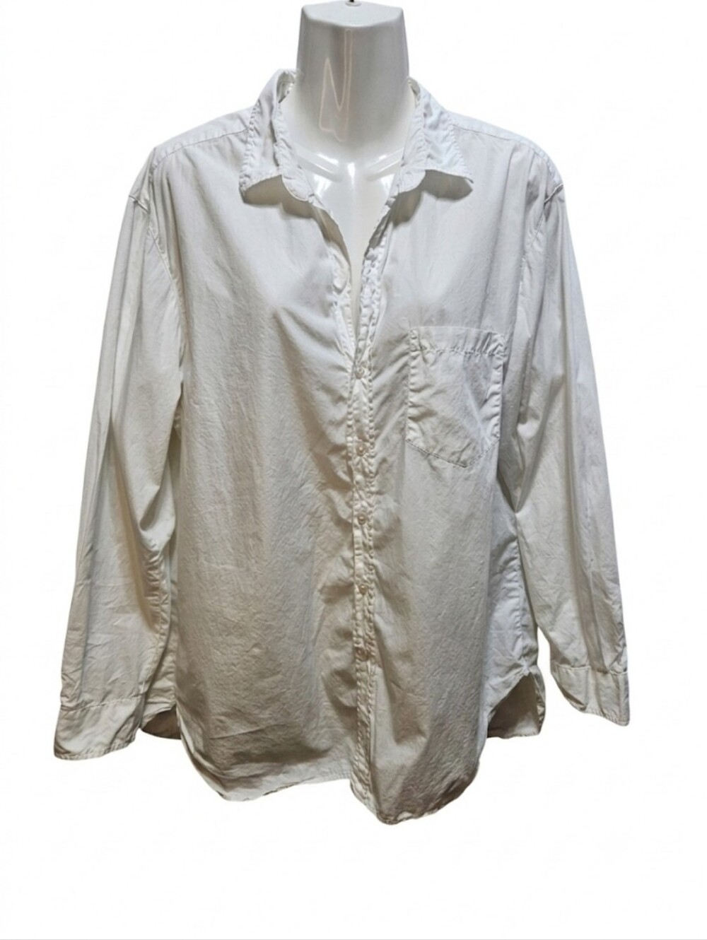 Frank & Eileen Joedy White Button Front Shirt Size Large 100% Cotton Italian - Picture 1 of 9
